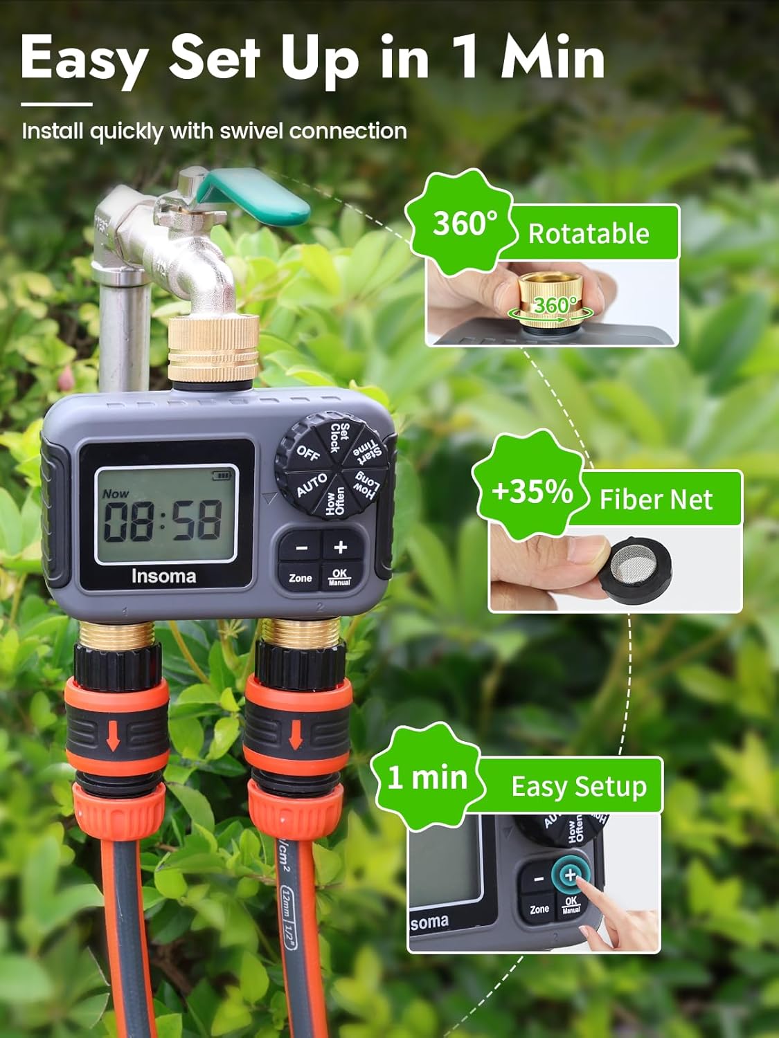 Insoma Smart Irrigation Wateri – обзор и цена Timer Dual Outlet
