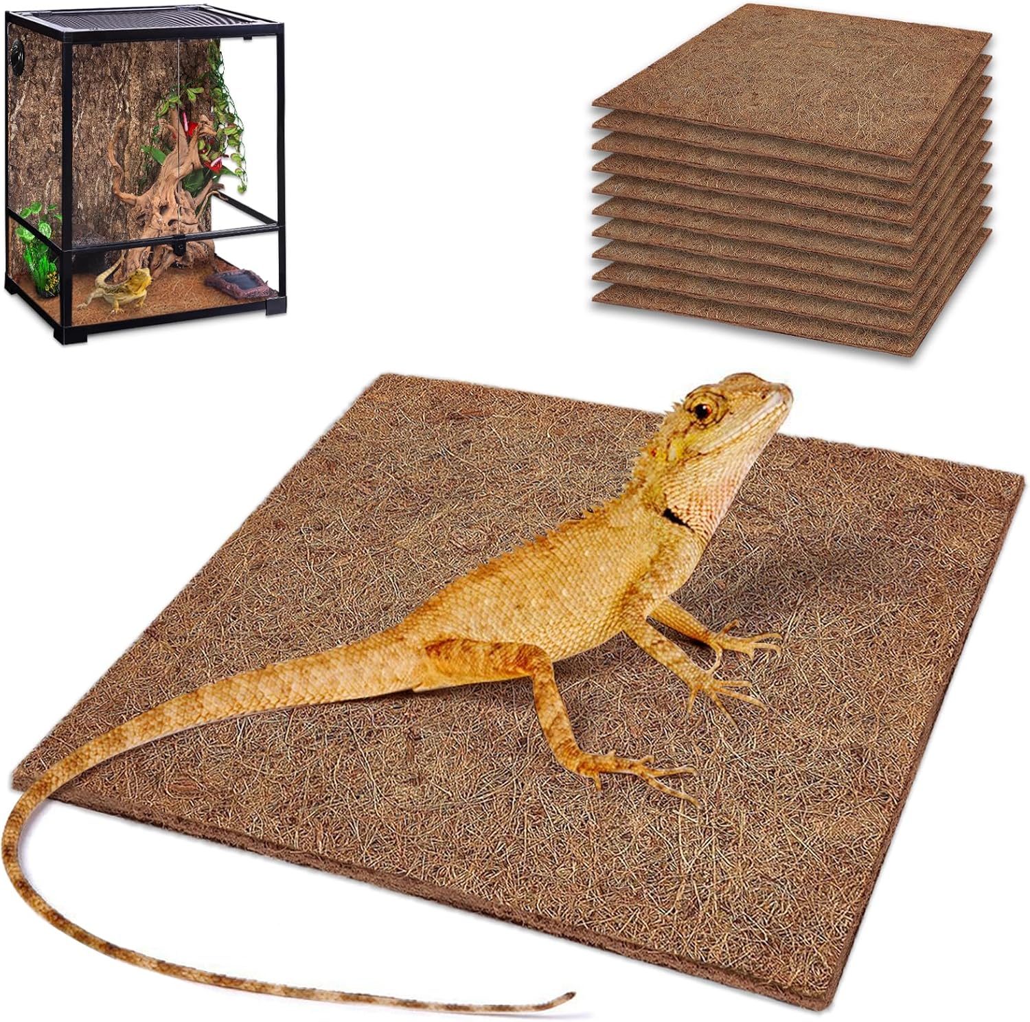 10 Pcs Reptile Carpet, 12x12 i – обзор и цена Substrate Coconut Fiber