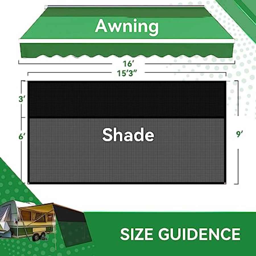RV Awning Shade Screen 9' x 15 – обзор и цена Screen Top Mesh